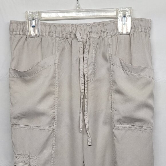 Nicole Miller Cargo Jogger Pants Womens Large Pull On Lyocell Cream - Picture 2 of 16